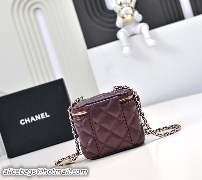 Luxury Discount Chanel Lambskin Clutch with Chain AP4302 Burgundy 2024