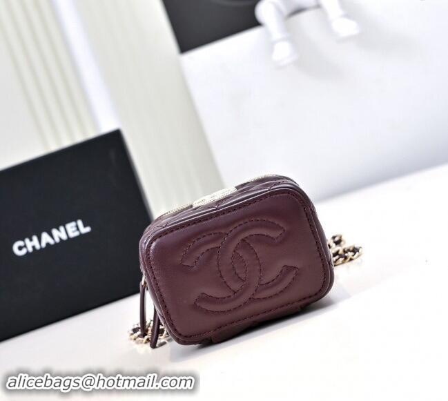 Luxury Discount Chanel Lambskin Clutch with Chain AP4302 Burgundy 2024