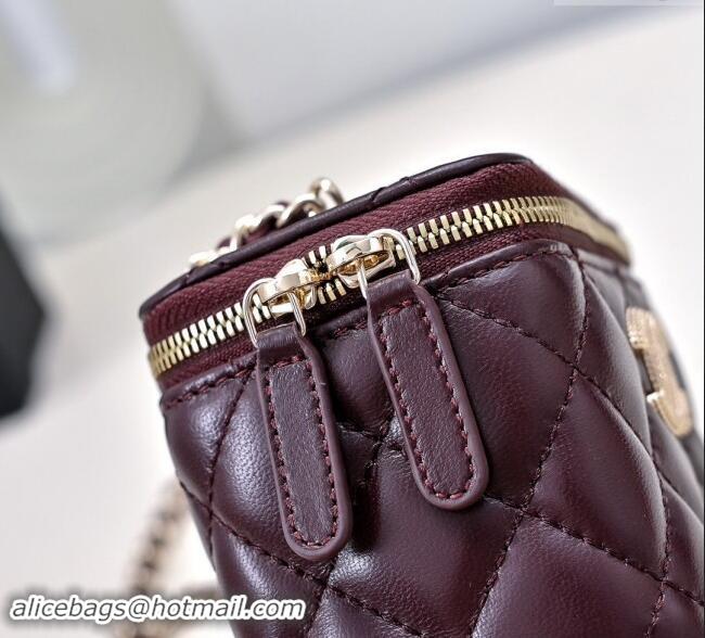 Luxury Discount Chanel Lambskin Clutch with Chain AP4302 Burgundy 2024