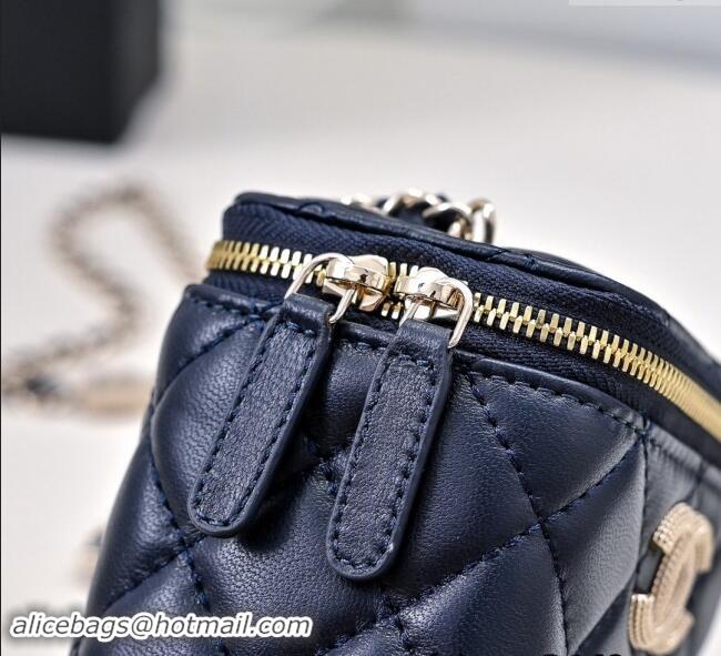 Luxury Cheap Chanel Lambskin Clutch with Chain AP4302 Navy Blue 2024