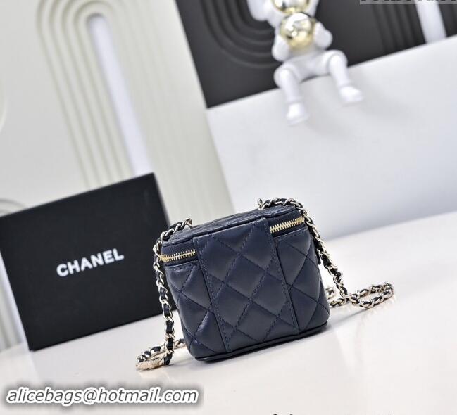 Luxury Cheap Chanel Lambskin Clutch with Chain AP4302 Navy Blue 2024