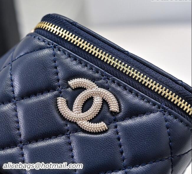 Luxury Cheap Chanel Lambskin Clutch with Chain AP4302 Navy Blue 2024