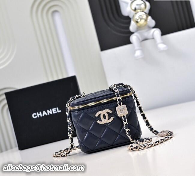 Luxury Cheap Chanel Lambskin Clutch with Chain AP4302 Navy Blue 2024