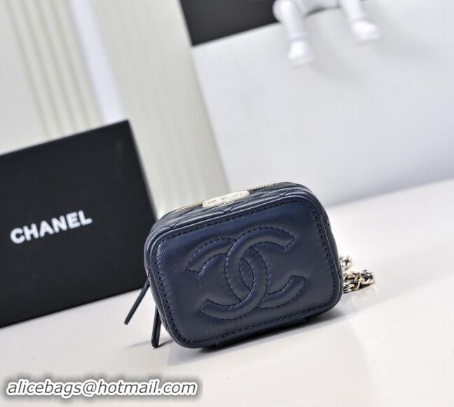 Luxury Cheap Chanel Lambskin Clutch with Chain AP4302 Navy Blue 2024