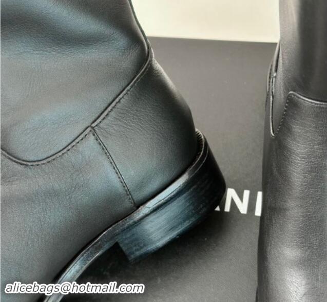 Luxury Chanel Calfskin Ankle Boots 3cm with Side CC Studs Black 1121057