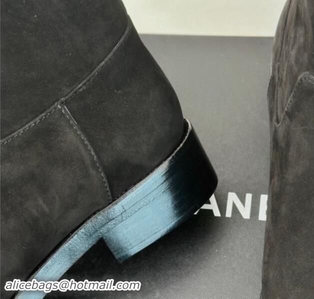 Shop Cheap Chanel Suede Ankle Boots 3cm with Side CC Studs Black 1121058