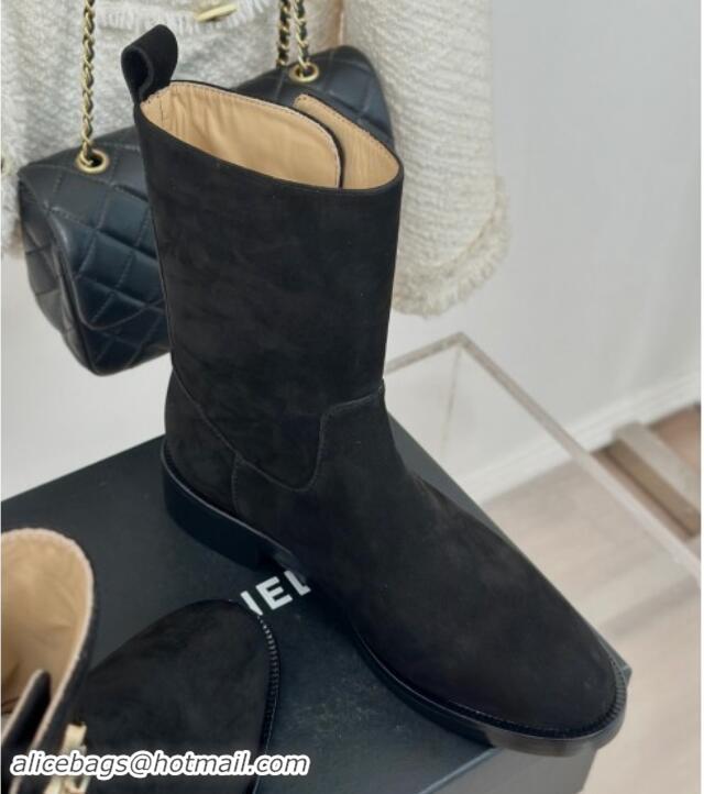 Shop Cheap Chanel Suede Ankle Boots 3cm with Side CC Studs Black 1121058