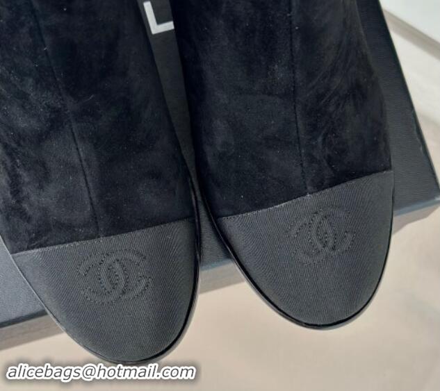 Best Price Chanel Suede Ankle Boots 7cm with CC Patch Black 1121068