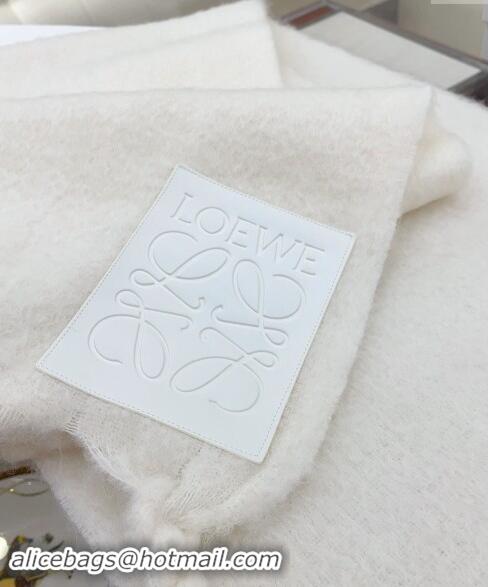 Fashion Discount Loewe Wool and Mohair Long Scarf 35x200cm 0130 White 2024