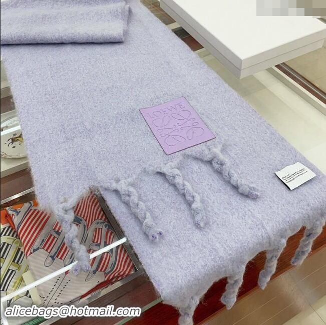 Luxury Cheap Loewe Wool and Mohair Long Scarf 35x200cm 0130 Light Purple 2024