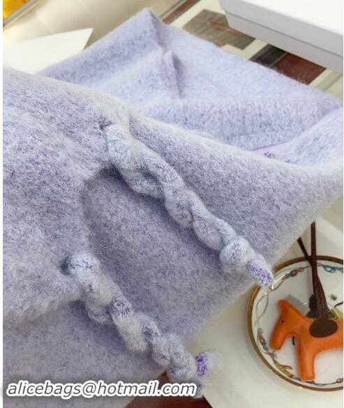 Luxury Cheap Loewe Wool and Mohair Long Scarf 35x200cm 0130 Light Purple 2024