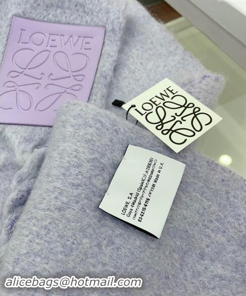 Luxury Cheap Loewe Wool and Mohair Long Scarf 35x200cm 0130 Light Purple 2024