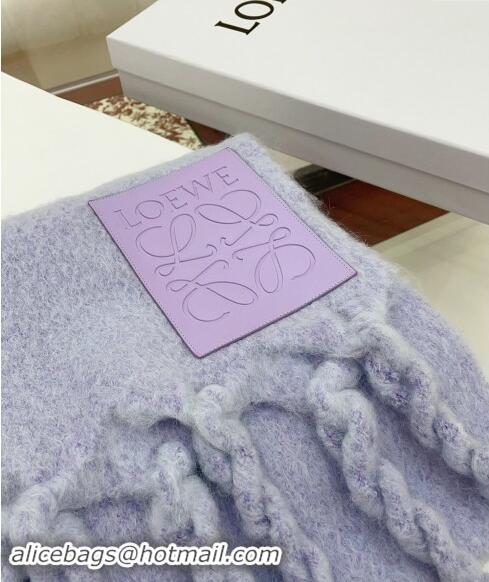 Luxury Cheap Loewe Wool and Mohair Long Scarf 35x200cm 0130 Light Purple 2024