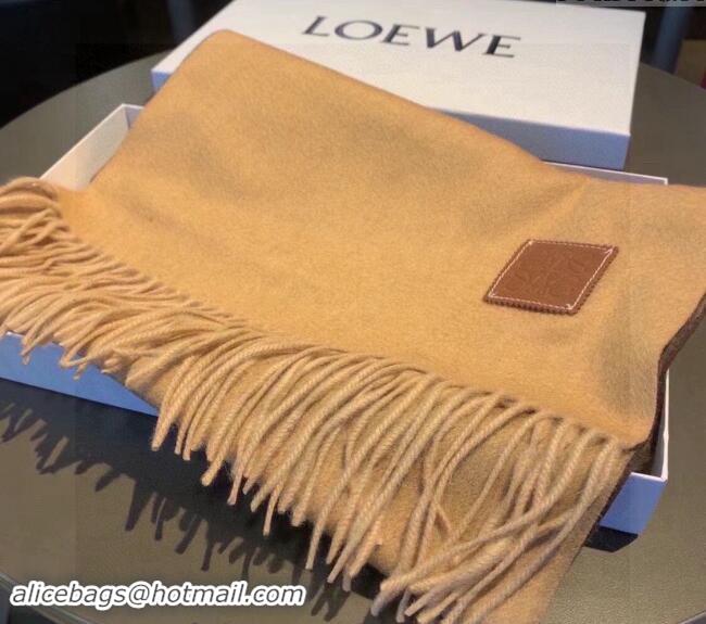 Good Looking Loewe Logo Patch Cashmere Long Scarf 32x190cm 0912 Brown 2024