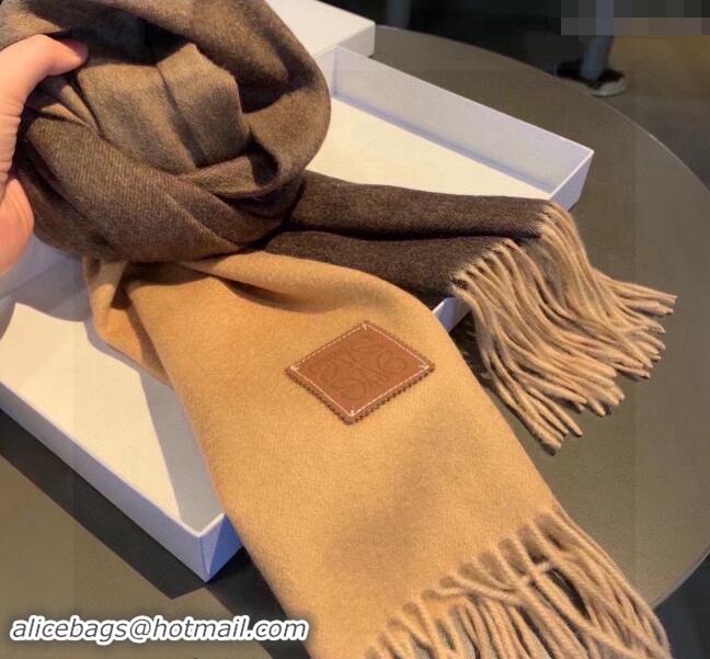 Good Looking Loewe Logo Patch Cashmere Long Scarf 32x190cm 0912 Brown 2024