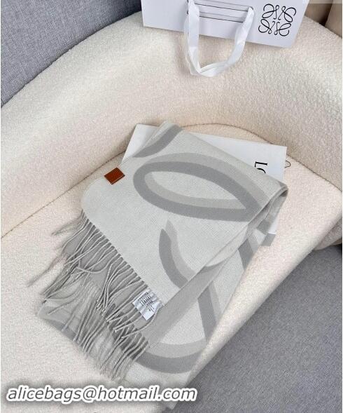 Loewe Maxi-Anagram Wool Cashmere Long Scarf 27x190cm LW102102 Grey 2024