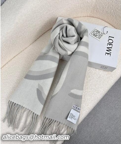 Loewe Maxi-Anagram Wool Cashmere Long Scarf 27x190cm LW102102 Grey 2024