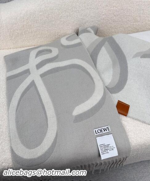 Loewe Maxi-Anagram Wool Cashmere Long Scarf 27x190cm LW102102 Grey 2024