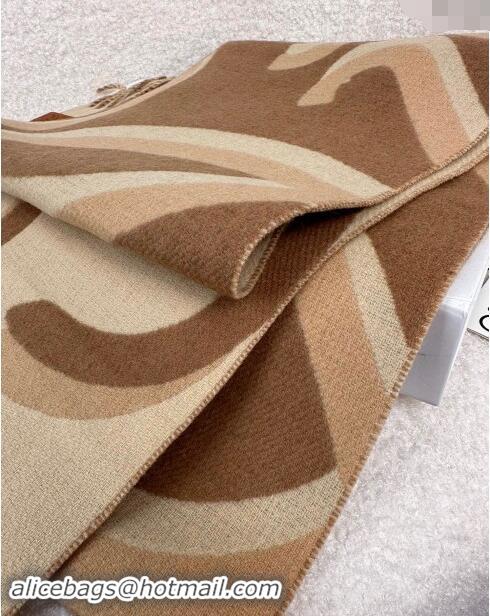 Grade Quality Loewe Maxi-Anagram Wool Cashmere Long Scarf 27x190cm LW102102 Brown 2024