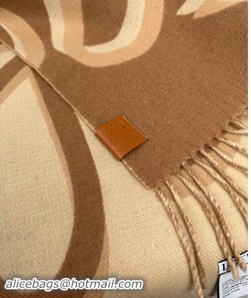 Grade Quality Loewe Maxi-Anagram Wool Cashmere Long Scarf 27x190cm LW102102 Brown 2024