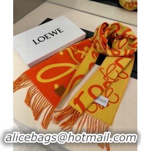 Luxury Cheap Loewe Anagram Wool Cashmere Long Scarf 30x180cm LW102103 Orange/Yellow 2024