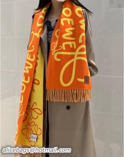 Luxury Cheap Loewe Anagram Wool Cashmere Long Scarf 30x180cm LW102103 Orange/Yellow 2024