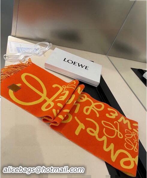 Luxury Cheap Loewe Anagram Wool Cashmere Long Scarf 30x180cm LW102103 Orange/Yellow 2024