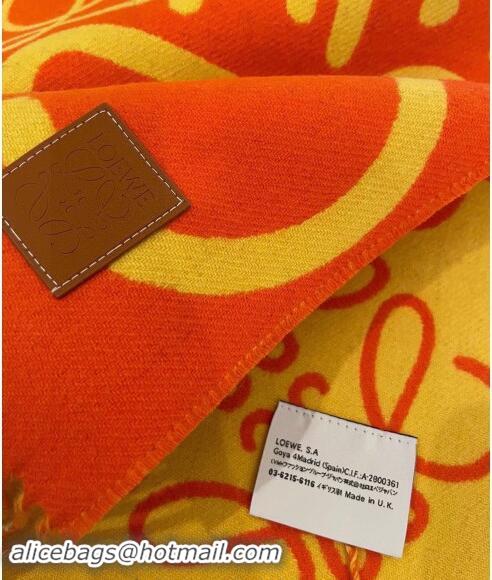 Luxury Cheap Loewe Anagram Wool Cashmere Long Scarf 30x180cm LW102103 Orange/Yellow 2024