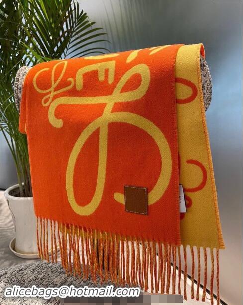 Luxury Cheap Loewe Anagram Wool Cashmere Long Scarf 30x180cm LW102103 Orange/Yellow 2024