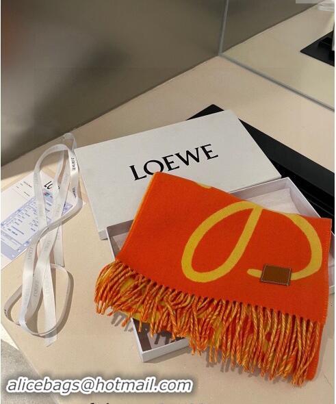 Luxury Cheap Loewe Anagram Wool Cashmere Long Scarf 30x180cm LW102103 Orange/Yellow 2024