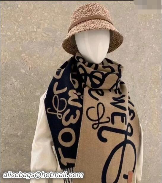 Luxury Cheap Loewe Anagram Wool Cashmere Long Scarf 30x180cm LW102103 Blue/Brown 2024