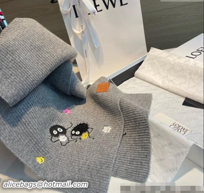 Cheap Discount Loewe Knit Cashmere Long Scarf 30x190cm 1128 Grey 2024