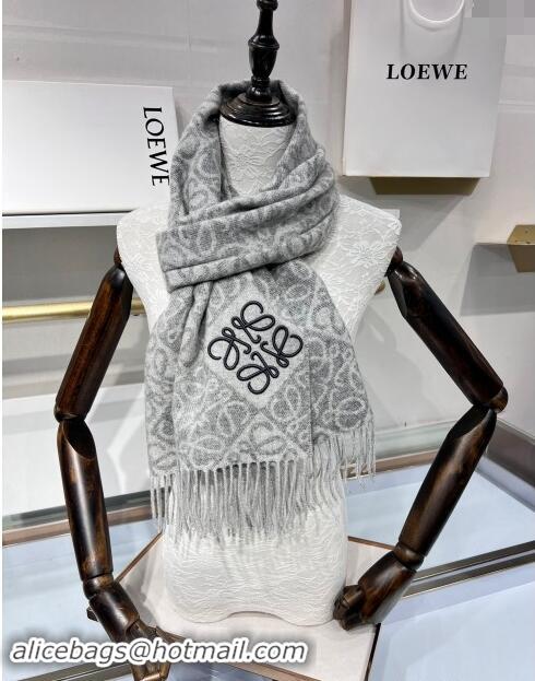 Well Crafted Loewe Anagram Wool Long Scarf 38x180cm 1128 Grey 2024