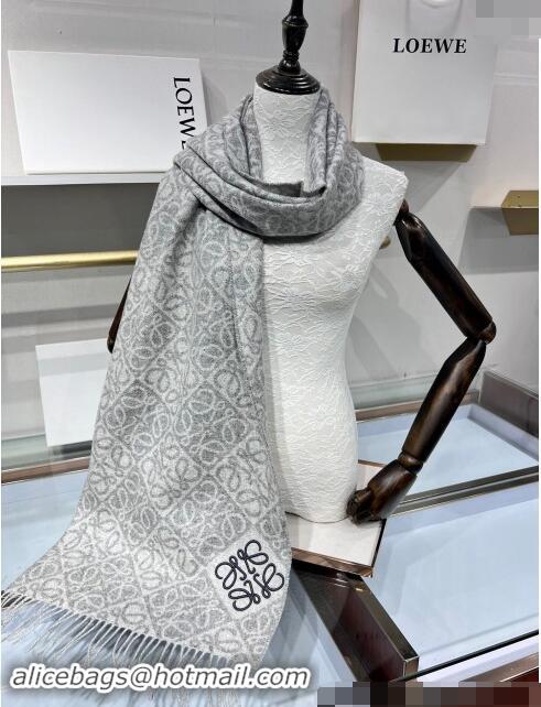 Well Crafted Loewe Anagram Wool Long Scarf 38x180cm 1128 Grey 2024