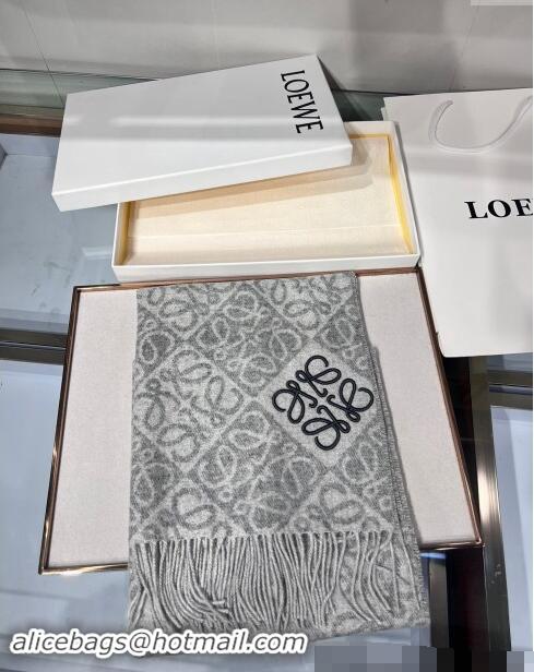 Well Crafted Loewe Anagram Wool Long Scarf 38x180cm 1128 Grey 2024