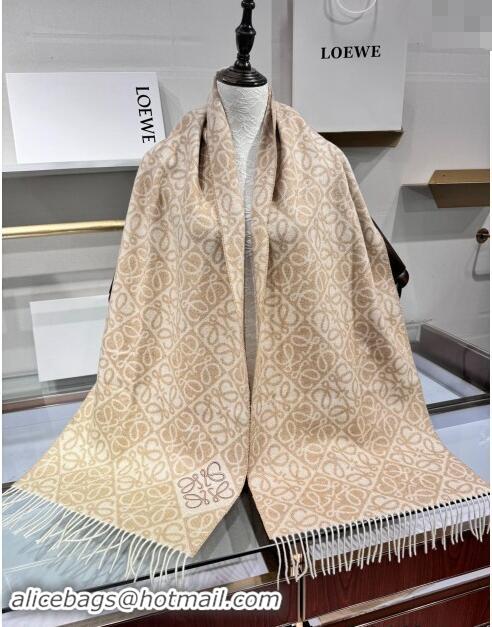 Modern Classic Loewe Anagram Wool Long Scarf 38x180cm 1128 Beige 2024