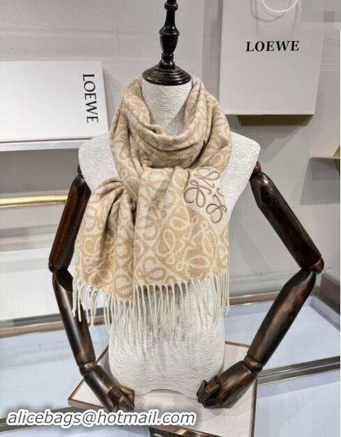 Modern Classic Loewe Anagram Wool Long Scarf 38x180cm 1128 Beige 2024