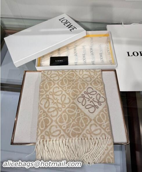 Modern Classic Loewe Anagram Wool Long Scarf 38x180cm 1128 Beige 2024