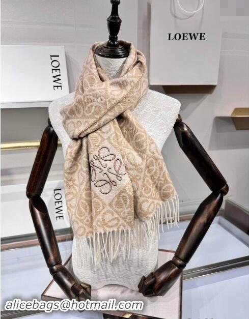 Modern Classic Loewe Anagram Wool Long Scarf 38x180cm 1128 Beige 2024