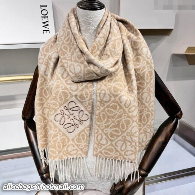 Modern Classic Loewe Anagram Wool Long Scarf 38x180cm 1128 Beige 2024