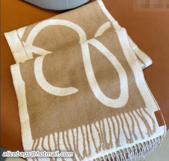 Luxury Cheap Loewe Maxi Anagram Long Scarf 1128 Beige 2024