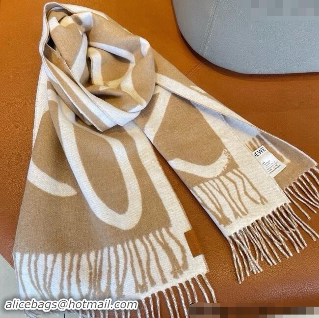 Luxury Cheap Loewe Maxi Anagram Long Scarf 1128 Beige 2024