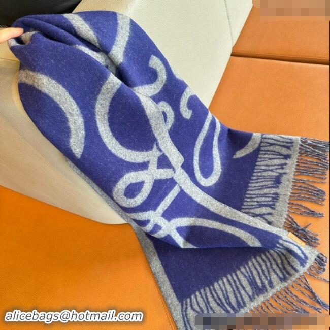 Best Product Loewe Maxi Anagram Long Scarf 1128 Blue 2024