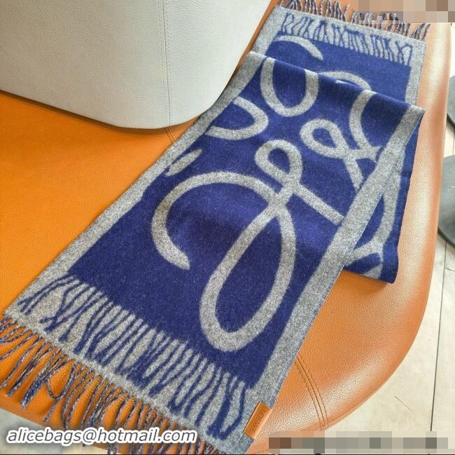 Best Product Loewe Maxi Anagram Long Scarf 1128 Blue 2024