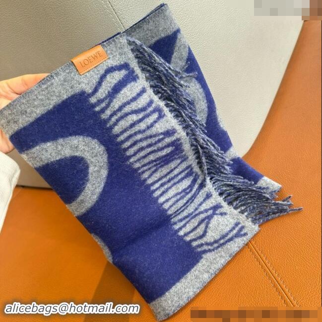 Best Product Loewe Maxi Anagram Long Scarf 1128 Blue 2024