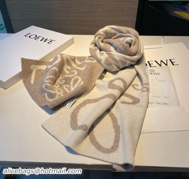 Popular Style Loewe Anagram Cashmere Long Scarf 30x190cm 1128 Beige 2024