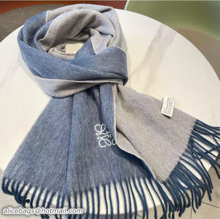 New Cheap Loewe Scarf In Wool And Cashmere 28x180cm L8922 Light Blue