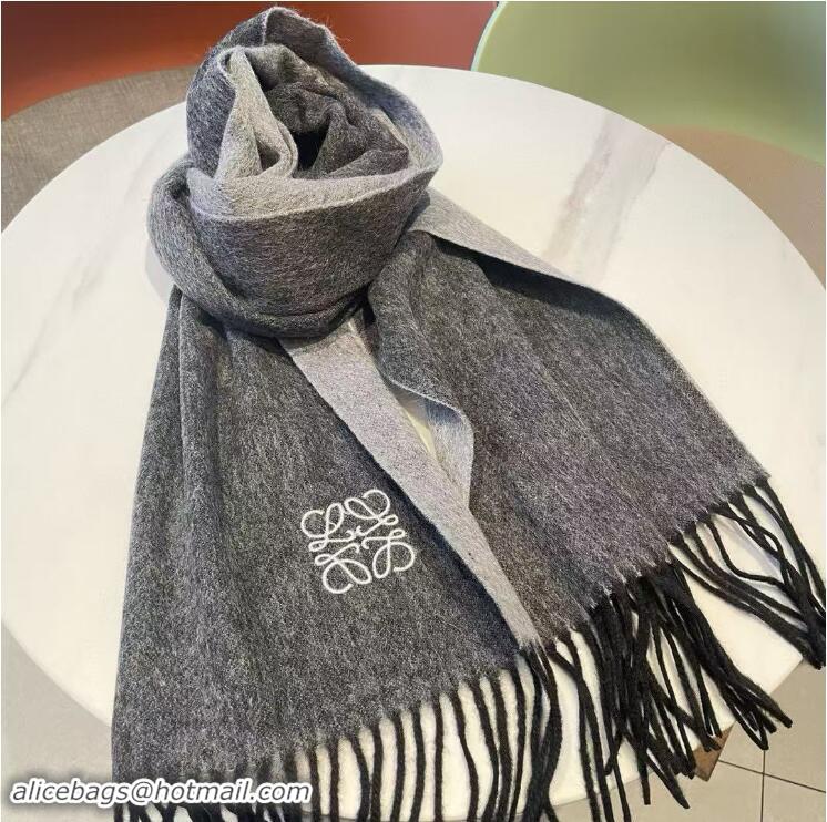 Modern Classic Loewe Scarf In Wool And Cashmere 28x180cm L8922 Black