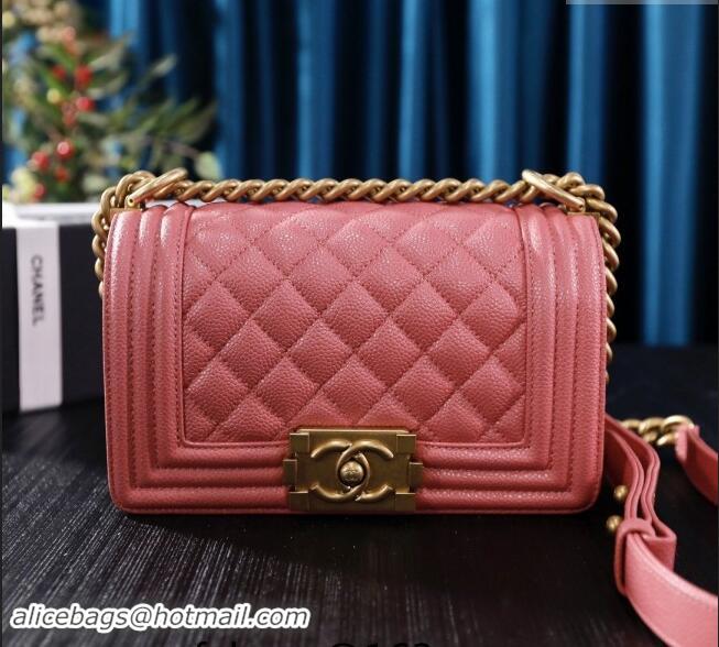 Top Quality Chanel Grained Calfskin Small Classic Le Boy Flap Bag A67085 Pink