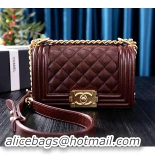 Famous Brand Chanel Grained Calfskin Small Classic Leboy Flap Bag A67085 Burgundy